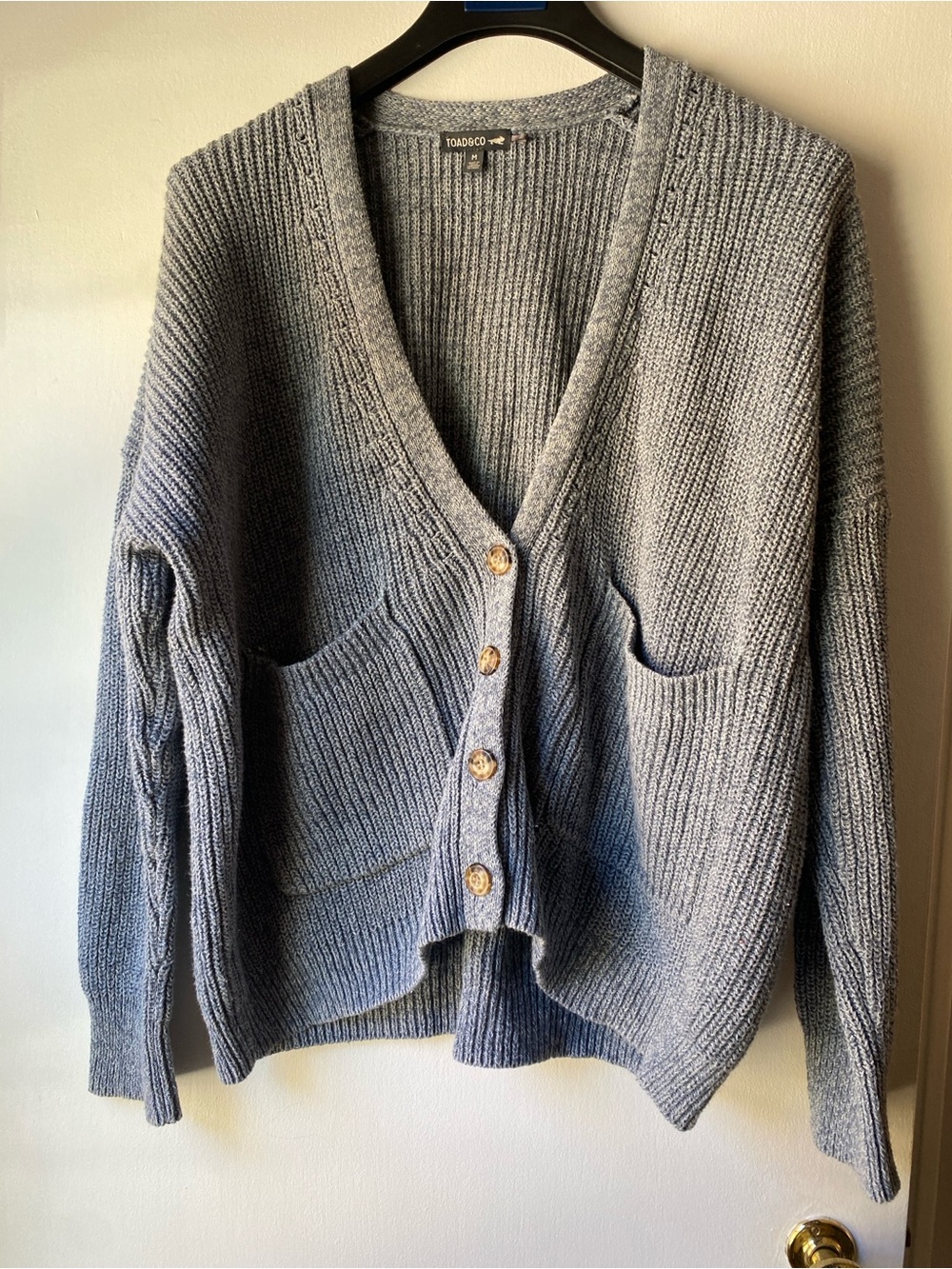 Toad&Co Heather Gray Ribbed Button-Front Cardigan